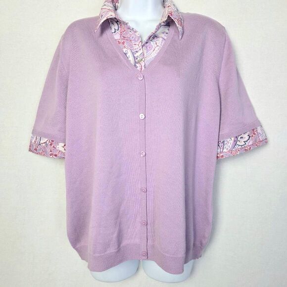 Alfred Dunner Paisley Trim Sweater Blouse XL - Picture 1 of 6